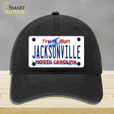 Jacksonville North Carolina Novelty License Plate Hat Unconstructed Cotton / Black