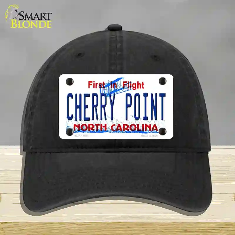 Cherry Point North Carolina Novelty License Plate Hat Unconstructed Cotton / Black