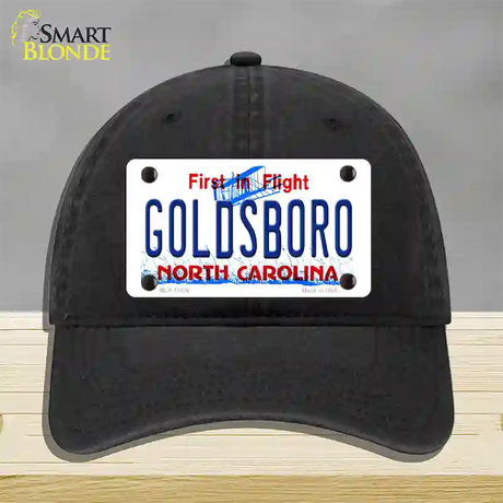 Goldsboro North Carolina Novelty License Plate Hat Unconstructed Cotton / Black