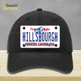 Hillsbourgh North Carolina Novelty License Plate Hat Unconstructed Cotton / Black