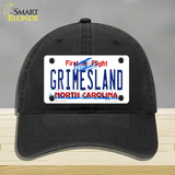 Grimesland North Carolina Novelty License Plate Hat Unconstructed Cotton / Black