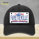 Fayetteville North Carolina Novelty License Plate Hat Unconstructed Cotton / Black