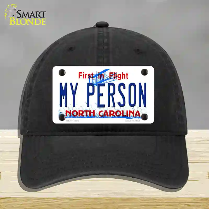 My Person North Carolina Novelty License Plate Hat Unconstructed Cotton / Black