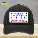 High Point North Carolina Novelty License Plate Hat Unconstructed Cotton / Black