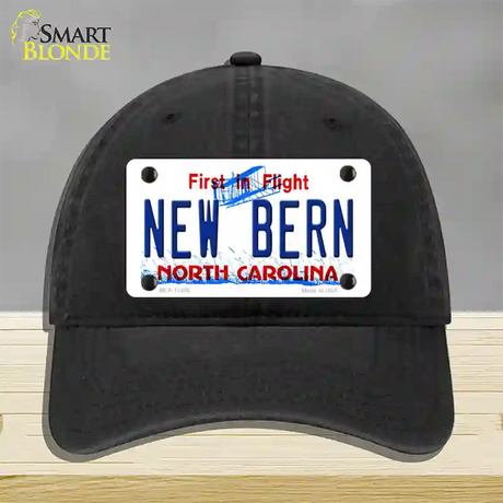 New Bern North Carolina Novelty License Plate Hat Unconstructed Cotton / Black