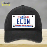 Elon North Carolina Novelty License Plate Hat Unconstructed Cotton / Black