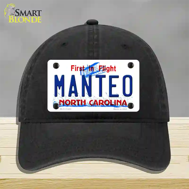 Manteo North Carolina Novelty License Plate Hat Unconstructed Cotton / Black