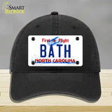 Bath North Carolina Novelty License Plate Hat Unconstructed Cotton / Black