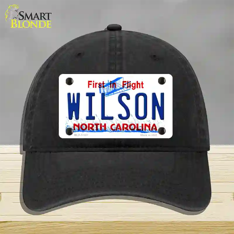 Wilson North Carolina Novelty License Plate Hat Unconstructed Cotton / Black