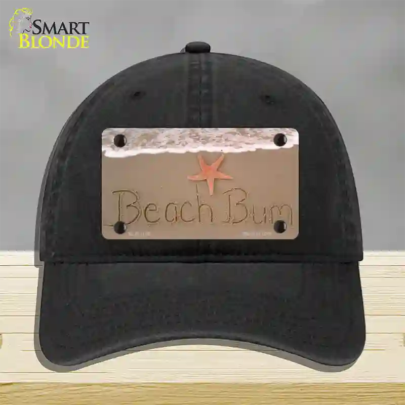 Beach Bum Novelty License Plate Hat Unconstructed Cotton / Black