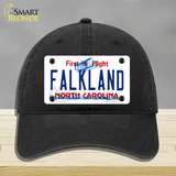 Falkland North Carolina Novelty License Plate Hat Unconstructed Cotton / Black