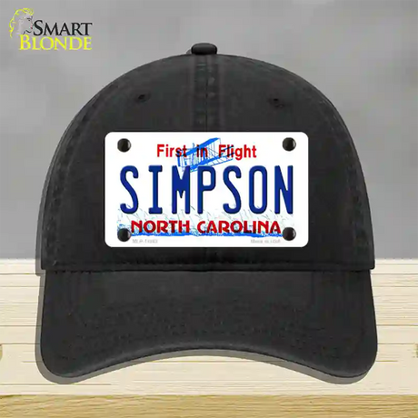 Simpson North Carolina Novelty License Plate Hat Unconstructed Cotton / Black