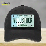 Woodstock New Hampshire Novelty License Plate Hat Unconstructed Cotton / Black