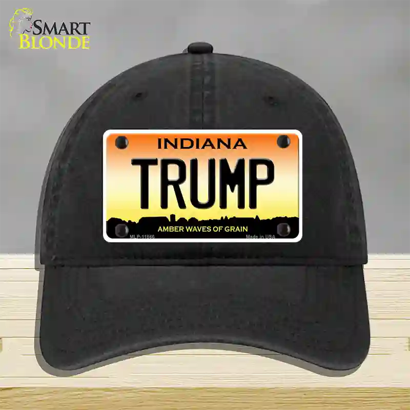 Trump Indiana Novelty License Plate Hat Unconstructed Cotton / Black