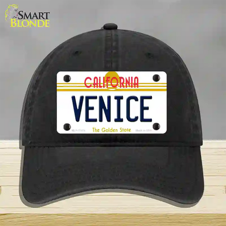 Venice California Novelty License Plate Hat Unconstructed Cotton / Black