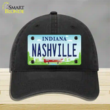 Nashville Indiana Novelty License Plate Hat Unconstructed Cotton / Black