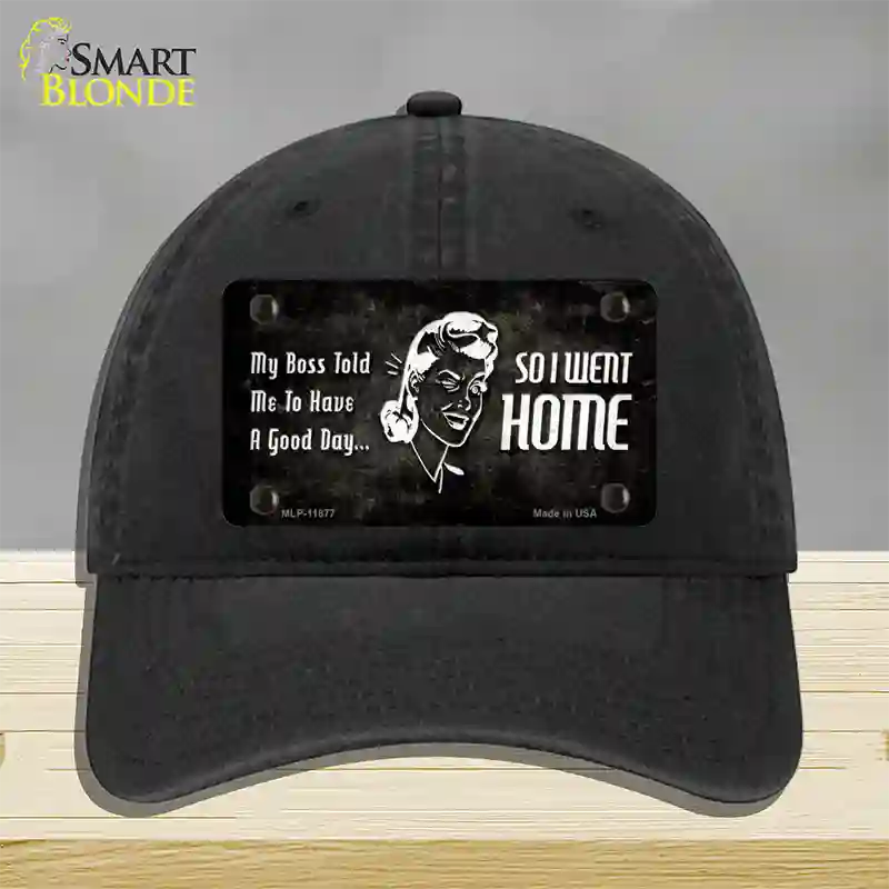 So I Went Home Novelty License Plate Hat Unconstructed Cotton / Black