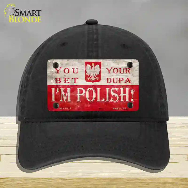 Im Polish Novelty License Plate Hat Unconstructed Cotton / Black