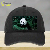 Panda Bear Novelty License Plate Hat Unconstructed Cotton / Black