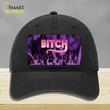 Bitch from Hell Novelty License Plate Hat Unconstructed Cotton / Black