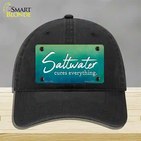 Saltwater Cures Everything Novelty License Plate Hat Unconstructed Cotton / Black