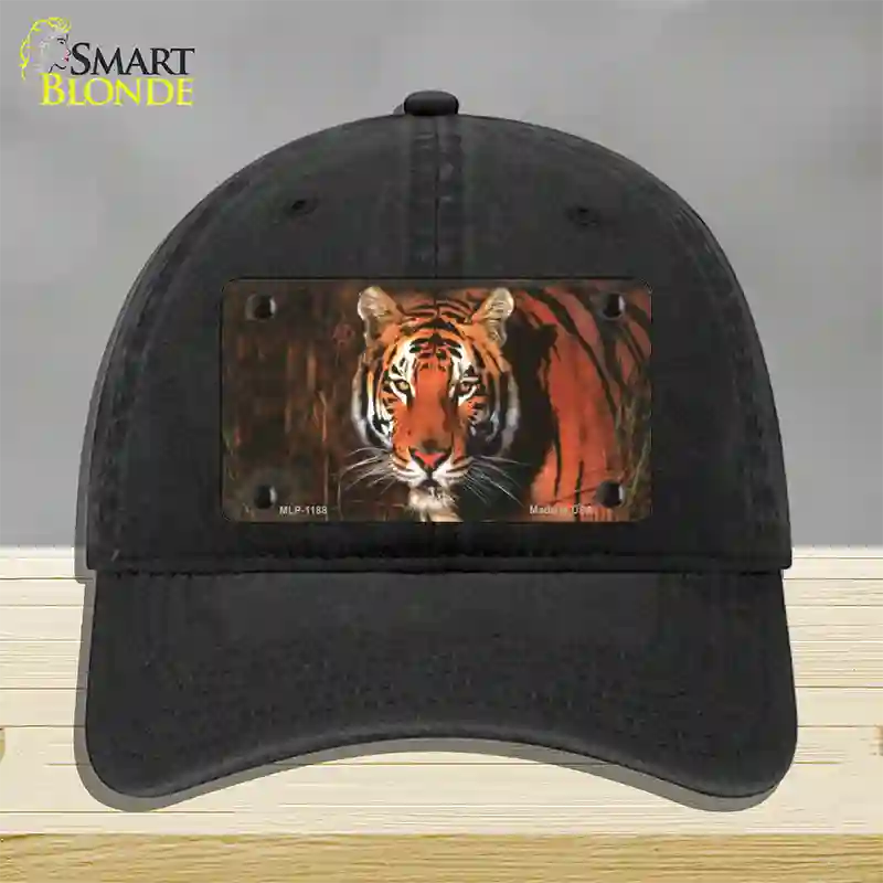 Tiger Novelty License Plate Hat Unconstructed Cotton / Black