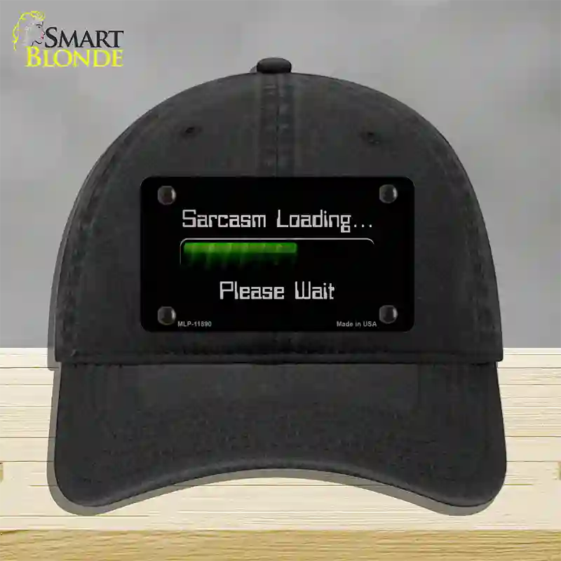 Sarcasm Loading Novelty License Plate Hat Unconstructed Cotton / Black