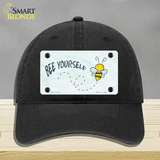 Bee Yourself Novelty License Plate Hat Unconstructed Cotton / Black