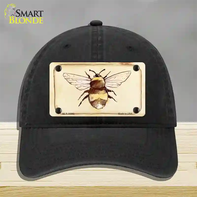 Bumble Bee Watercolor Novelty License Plate Hat Unconstructed Cotton / Black