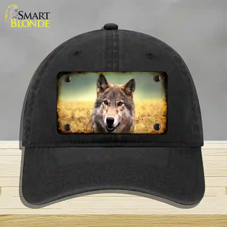 Wolf Novelty License Plate Hat Unconstructed Cotton / Black