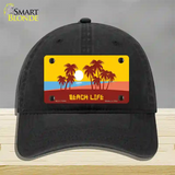 Beach Life Novelty License Plate Hat Unconstructed Cotton / Black