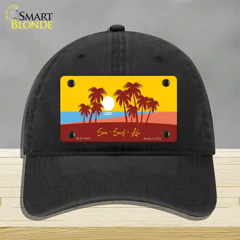 Sun Surf Life Novelty License Plate Hat Unconstructed Cotton / Black