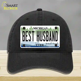 Michigan Best Husband Novelty License Plate Hat Unconstructed Cotton / Black