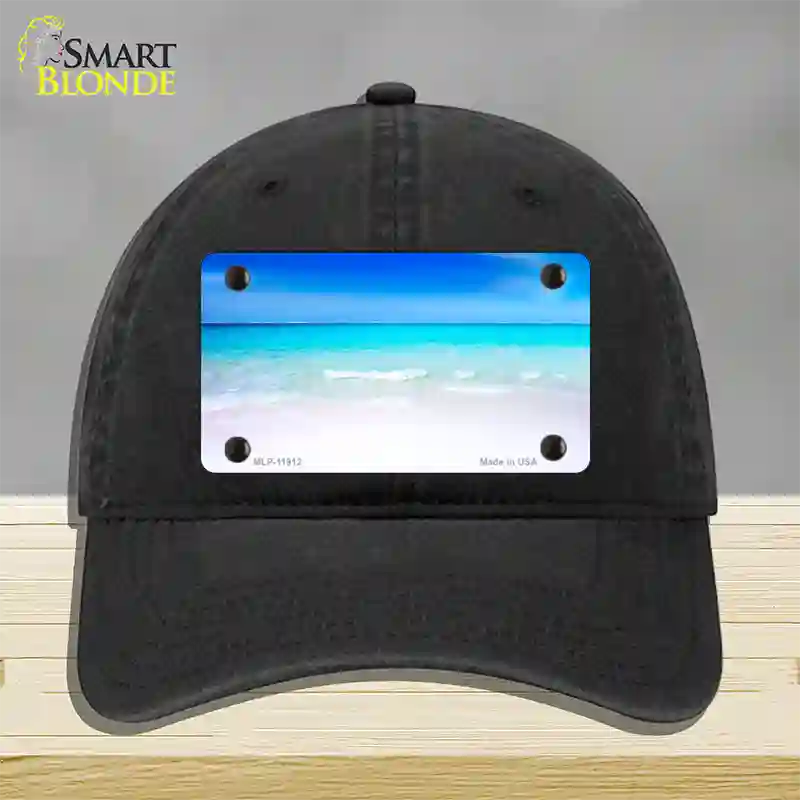 Beach Scene Novelty License Plate Hat Unconstructed Cotton / Black