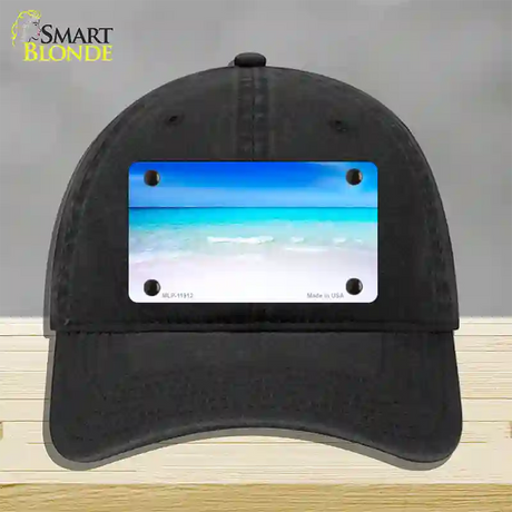 Beach Scene Novelty License Plate Hat Unconstructed Cotton / Black