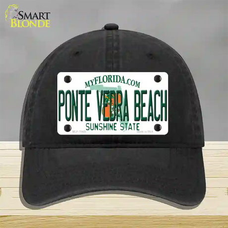 Florida Ponte Vedra Beach Novelty License Plate Hat Unconstructed Cotton / Black