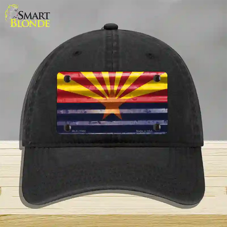 Arizona Corrugated Flag Novelty License Plate Hat Unconstructed Cotton / Black