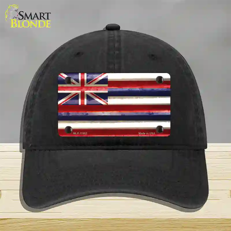 Hawaii Corrugated Flag Novelty License Plate Hat Unconstructed Cotton / Black