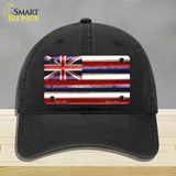 Hawaii Corrugated Flag Novelty License Plate Hat Unconstructed Cotton / Black