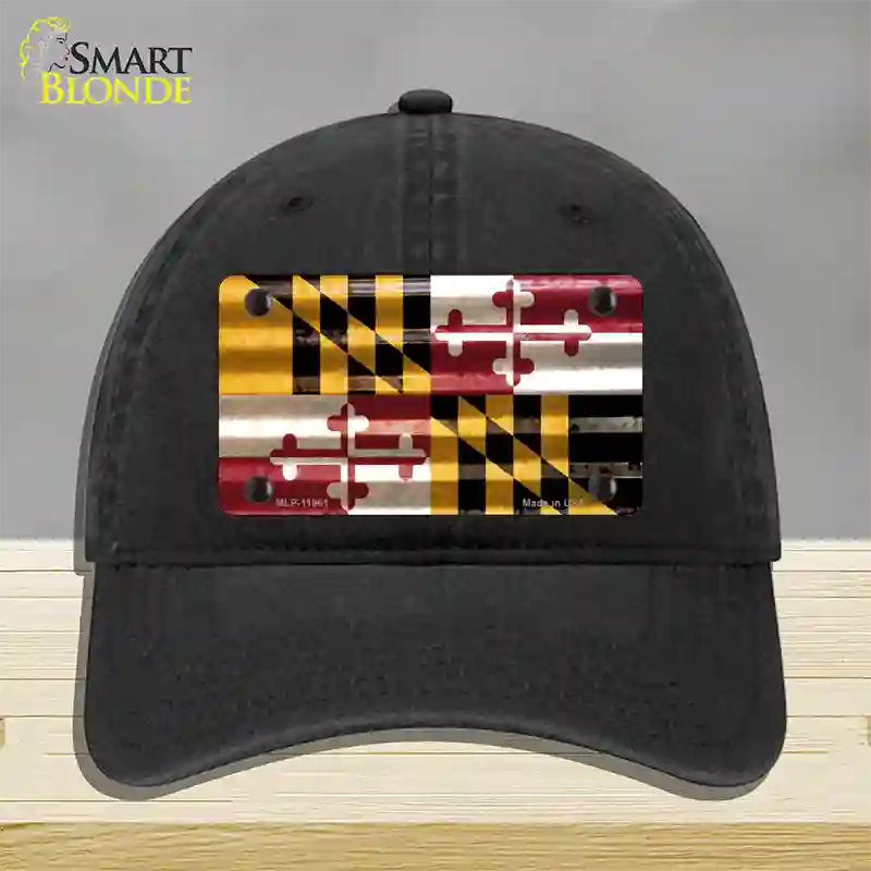 Maryland Corrugated Flag Novelty License Plate Hat Unconstructed Cotton / Black