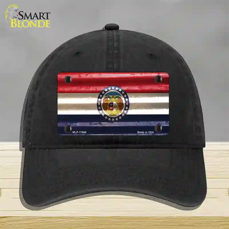 Missouri Corrugated Flag Novelty License Plate Hat Unconstructed Cotton / Black