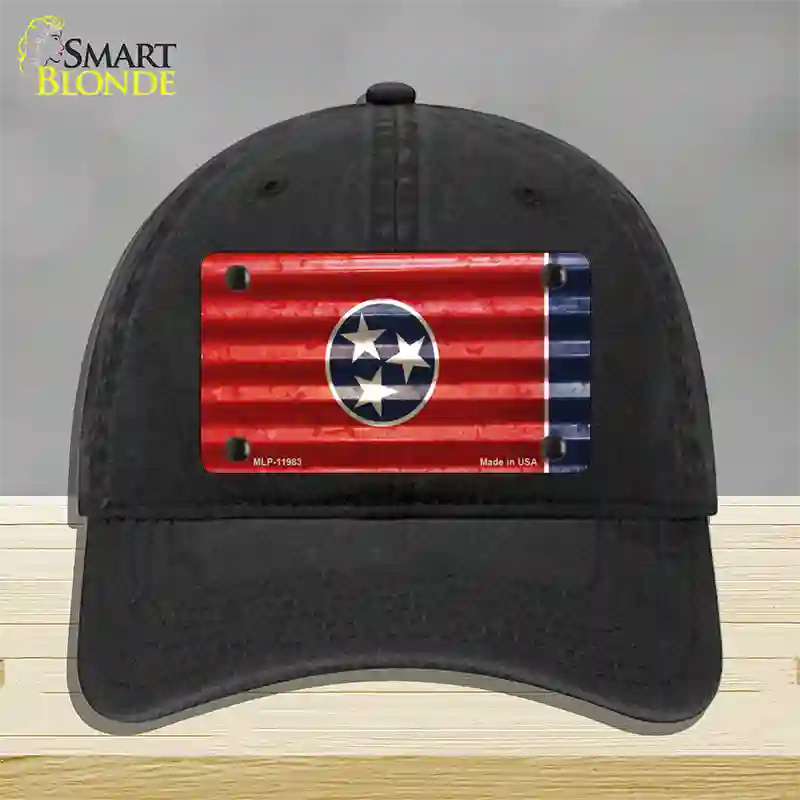 Tennessee Corrugated Flag Novelty License Plate Hat Unconstructed Cotton / Black