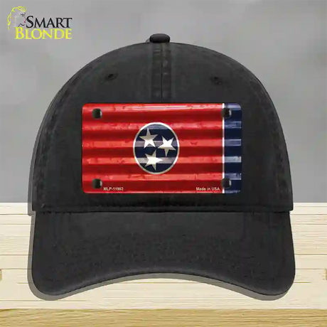 Tennessee Corrugated Flag Novelty License Plate Hat Unconstructed Cotton / Black