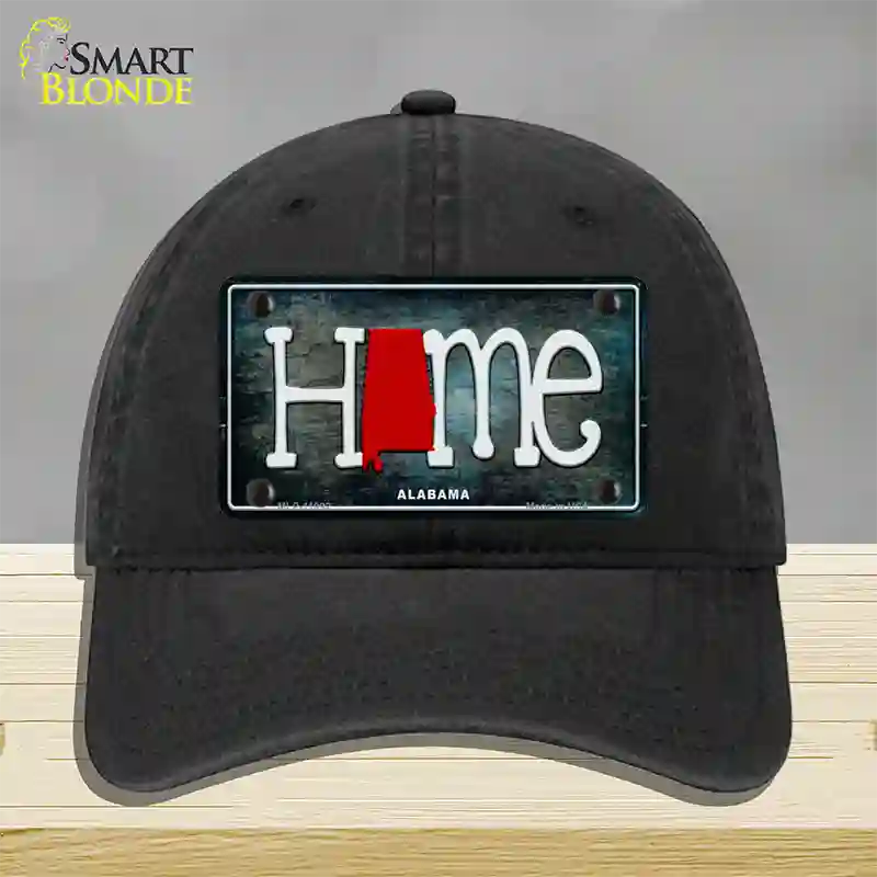 Alabama Home State Outline Novelty License Plate Hat Unconstructed Cotton / Black