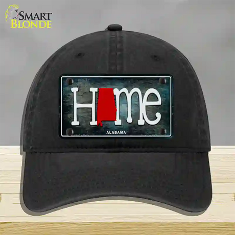 Alabama Home State Outline Novelty License Plate Hat Unconstructed Cotton / Black