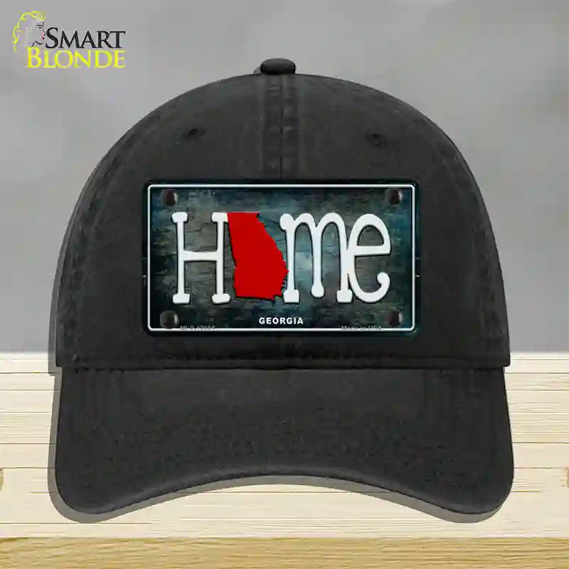 Georgia Home State Outline Novelty License Plate Hat Unconstructed Cotton / Black