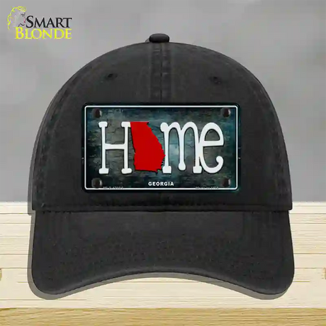 Georgia Home State Outline Novelty License Plate Hat Unconstructed Cotton / Black