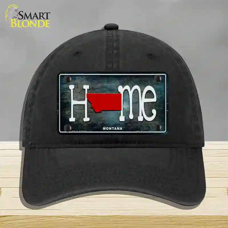 Montana Home State Outline Novelty License Plate Hat Unconstructed Cotton / Black