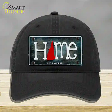 New Hampshire Home State Outline Novelty License Plate Hat Unconstructed Cotton / Black