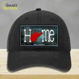 West Virginia Home State Outline Novelty License Plate Hat Unconstructed Cotton / Black